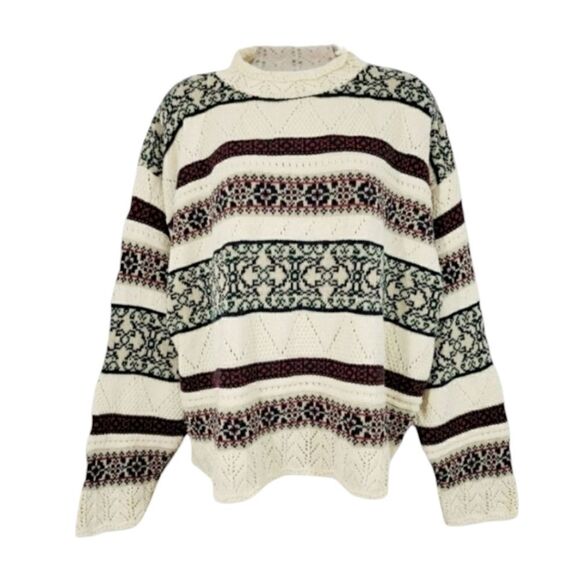 NEW Vintage 80s Interim Geometric Knit Grampacore Sweater Size Large - Picture 1 of 11